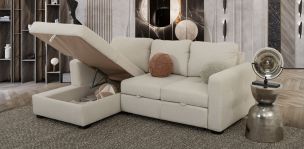 Sala Modular Izquierda Con Baúl Y Cama Alta Olivia Plus Beige 