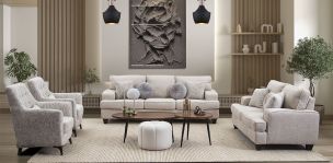 Sala Atlántica New Beige Con Sillón Ocasional Mismatch 3 Piezas