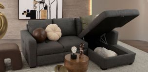 Sala Modular Derecha Con Baúl Y Cama Alta Olivia Plus Gris