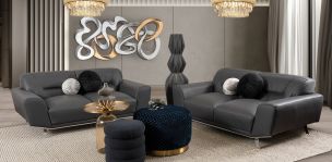 Sala Piel Ameno CL Gris (Boal) 2 Piezas