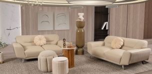 Sala Piel Ameno CL Beige (Boal) 2 Piezas