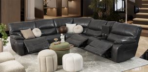 Sala Modular Con Reclinable Eléctrico Y Consola Rauda Gris