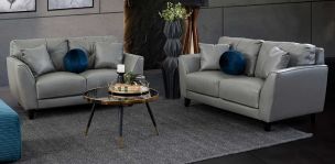 Sala Piel Match Paris Gris 2 Piezas