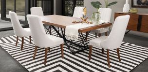 Comedor Rectangular 240 Cm Piastri Beige 7 Piezas