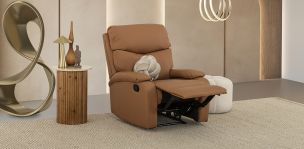Sillón Piel Con Reclinable Corso Café