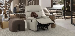 Sillón Piel Con Reclinable Corso Gris