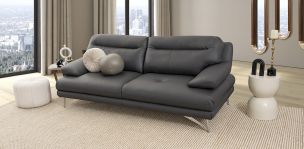 Sofá 3 Plazas Piel Match Colette Dark Grey (Boal)