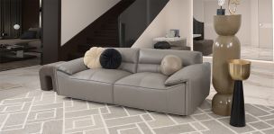 Sofá 3 Plazas Piel Wickens Gris Oscuro