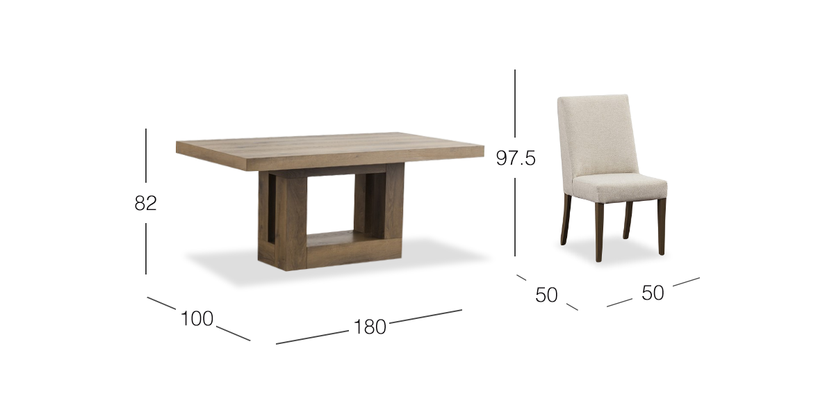 Comedor Rectangular Anka 180 Cms Con Sillas Arena