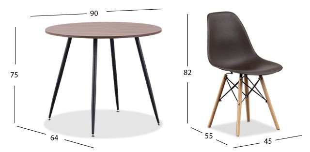 Comedor Redondo Marla Con Sillas Atlas Café 5 Piezas