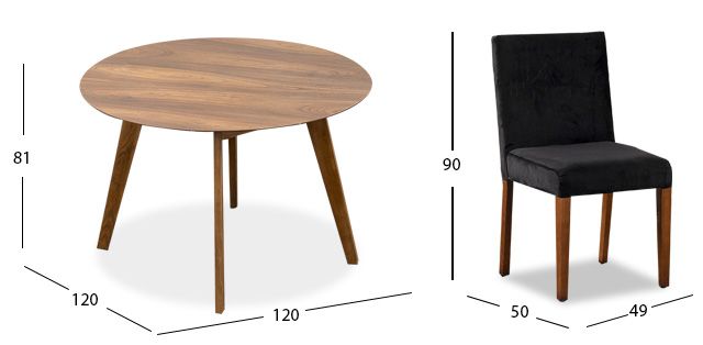 Comedor Redondo Marbella Con Sillas Alessia Negro 5 Piezas