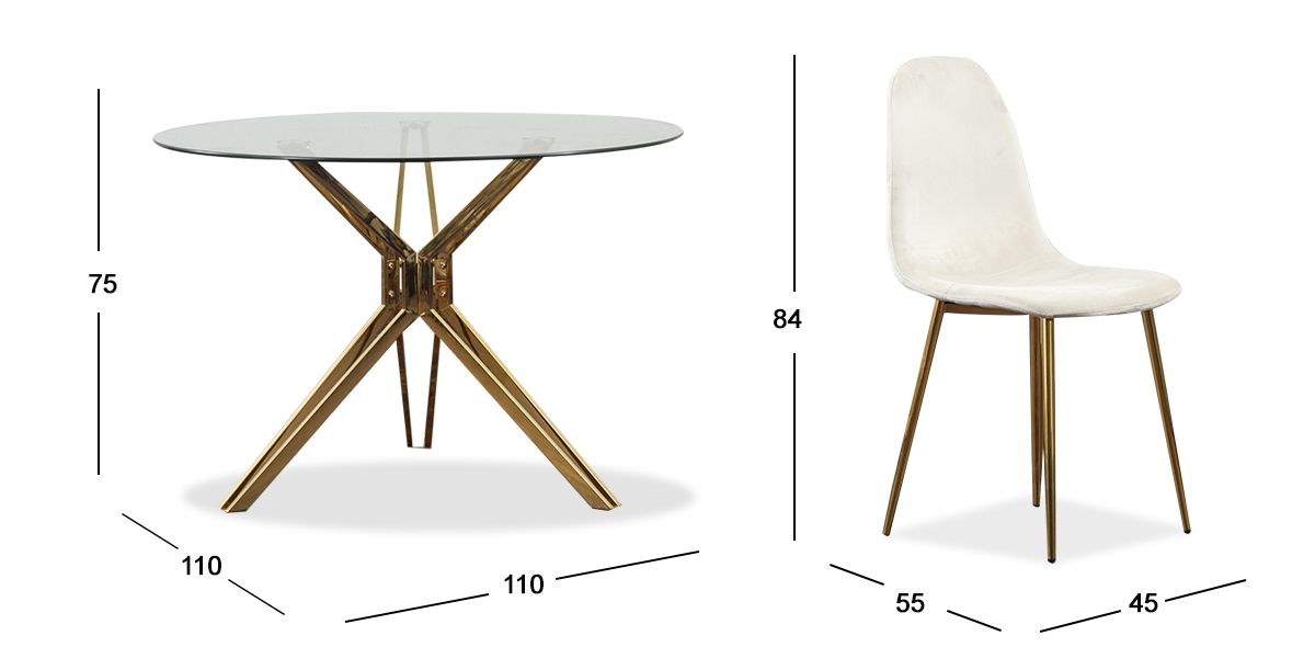 Comedor Redondo Trivor Dorado 5 Piezas