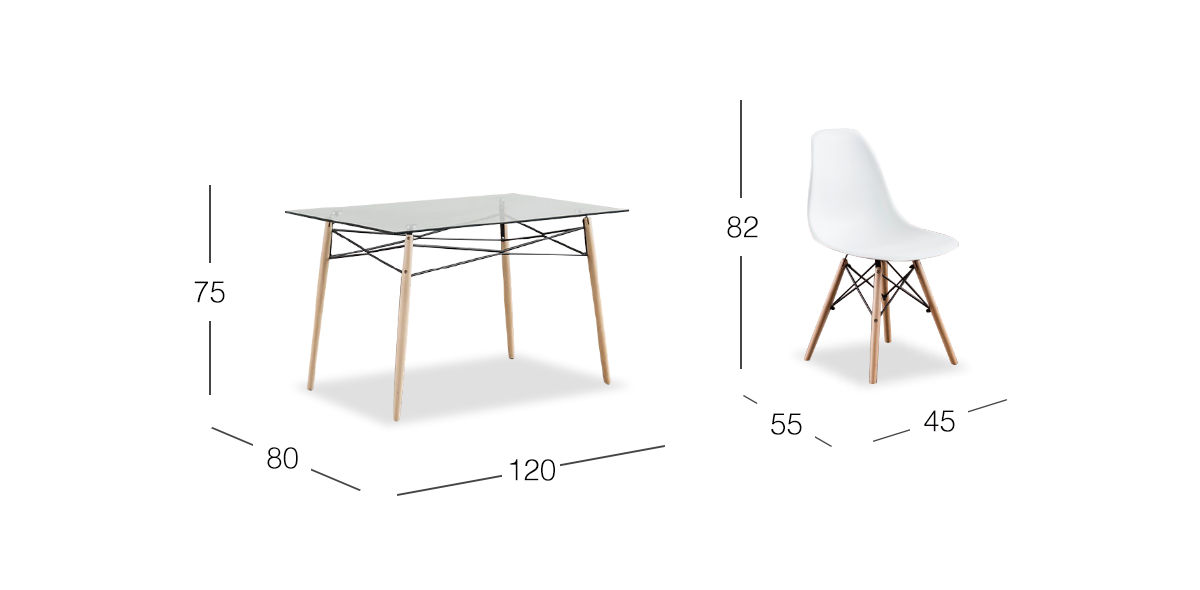 Comedor Rectangular Atlas Con Sillas Blanco 5 Piezas