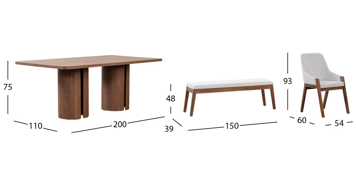 Comedor Rectangular Abu Dabi Café 6 Piezas