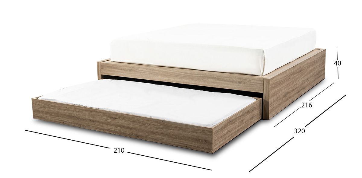 Base De Cama King Size Con Cama Baja Individual Lauren Café