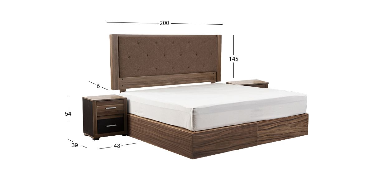 Recámara King Size Adam Café Parota Natural 3 Piezas