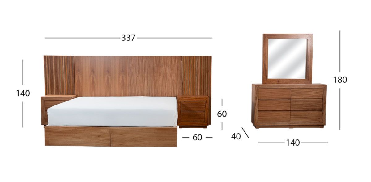 Recámara King Size Citara Nogal 5 Piezas
