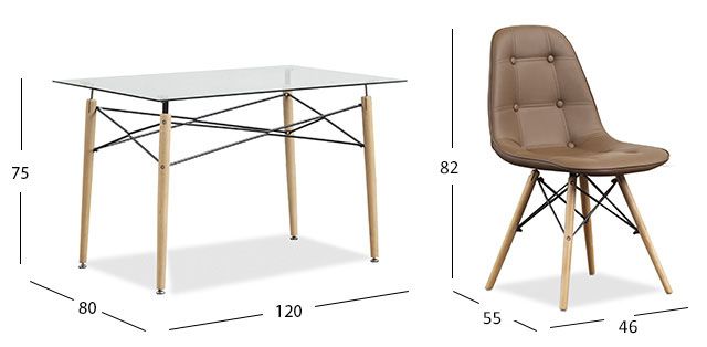 Comedor Rectangular Atlas Con Sillas Angun Café 5 Piezas