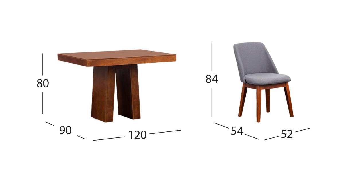 Comedor Odette 120 Cm Con Sillas Olaf PL Gris 5 Piezas