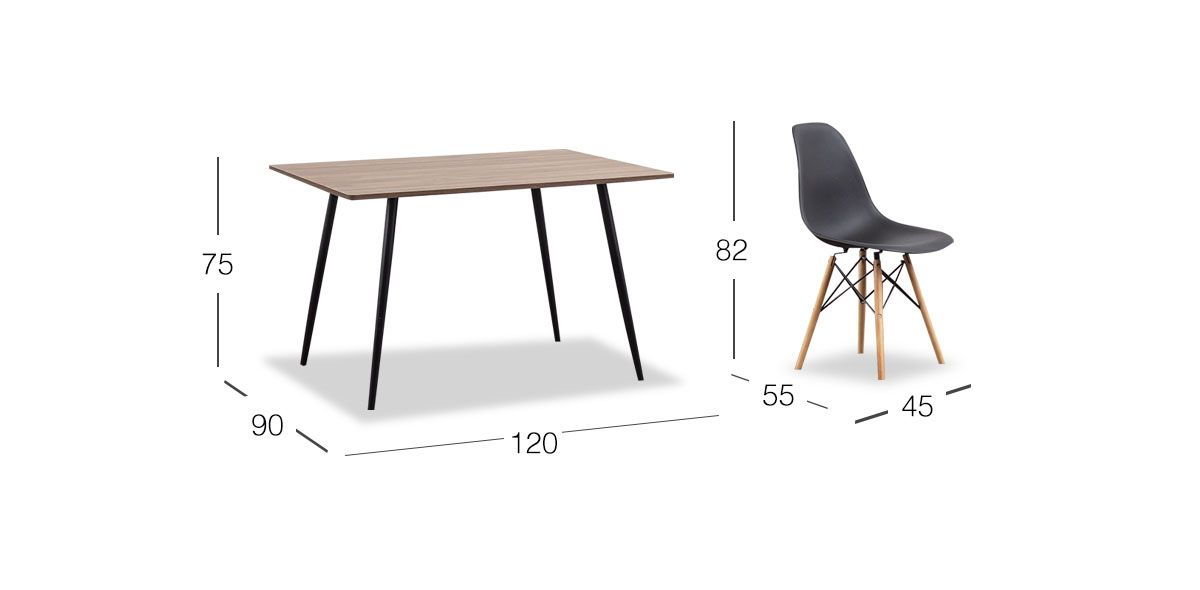 Comedor Rectangular Marla Con Sillas Atlas Negro 7 Piezas