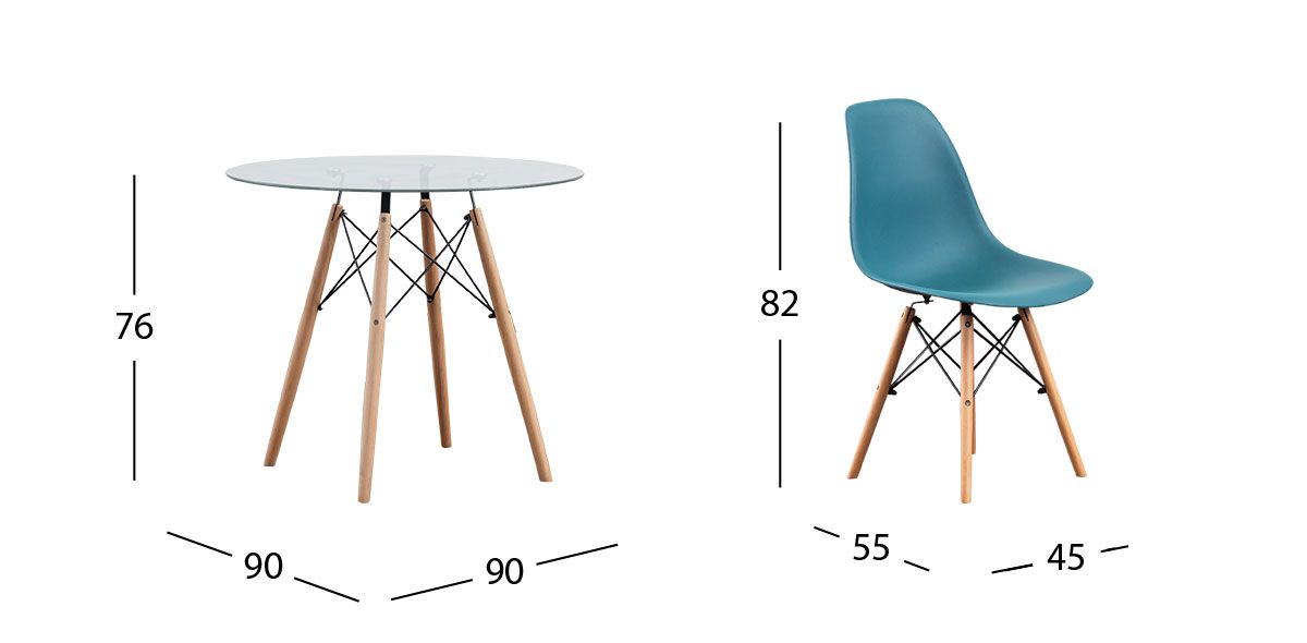 Comedor Redondo Atlas Con Sillas Azul 5 Piezas