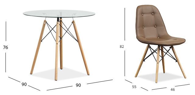 Comedor Redondo Atlas Con Sillas Angun Café 5 Piezas