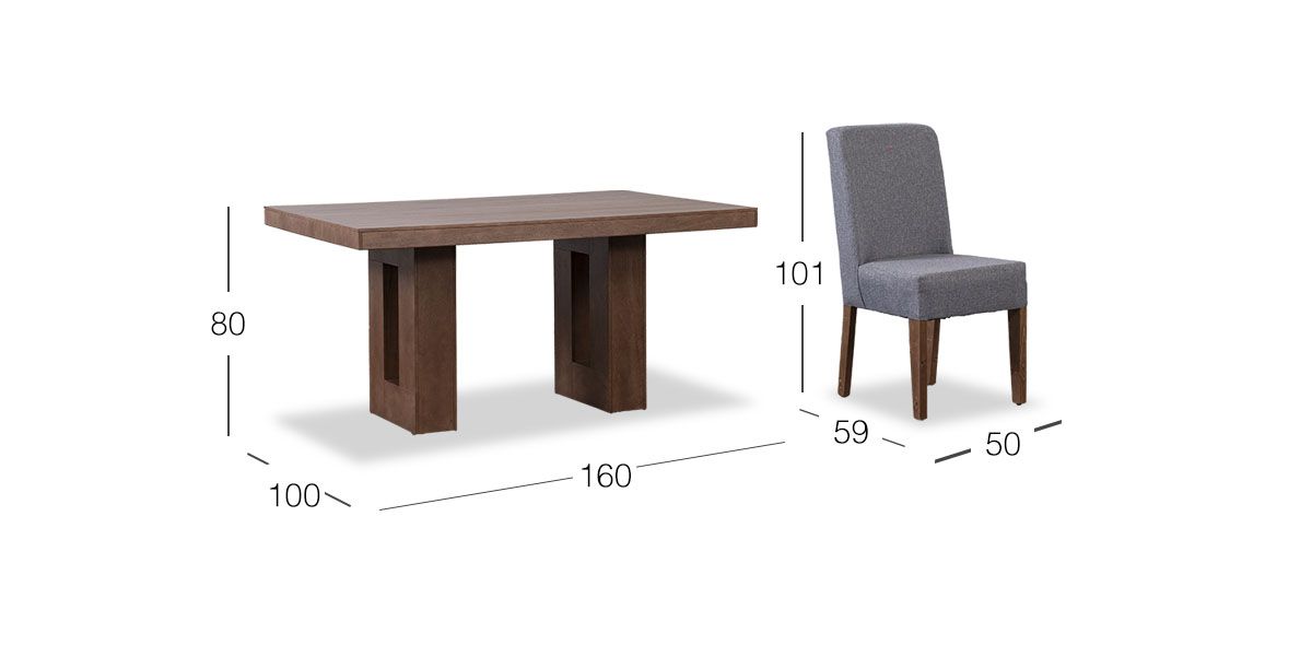 Comedor Rectangular Minnesota Gris 7 Piezas 