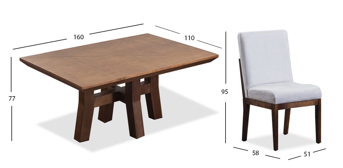 Comedor Rectangular 160 Cm Kansas Blanco 7 Piezas