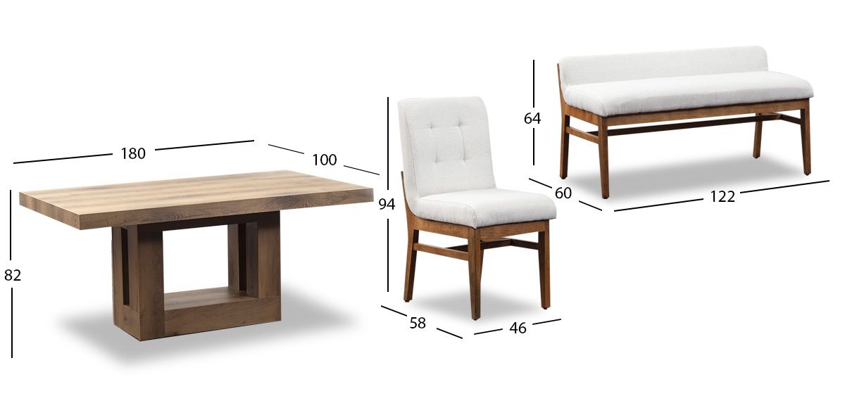 Comedor Anka Con Sillas Y Banca Invictus Beige 6 Piezas