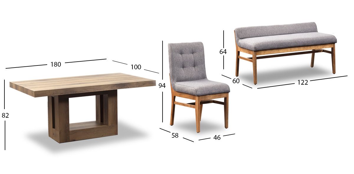 Comedor Anka Con Sillas Y Banca Invictus Gris 6 Piezas