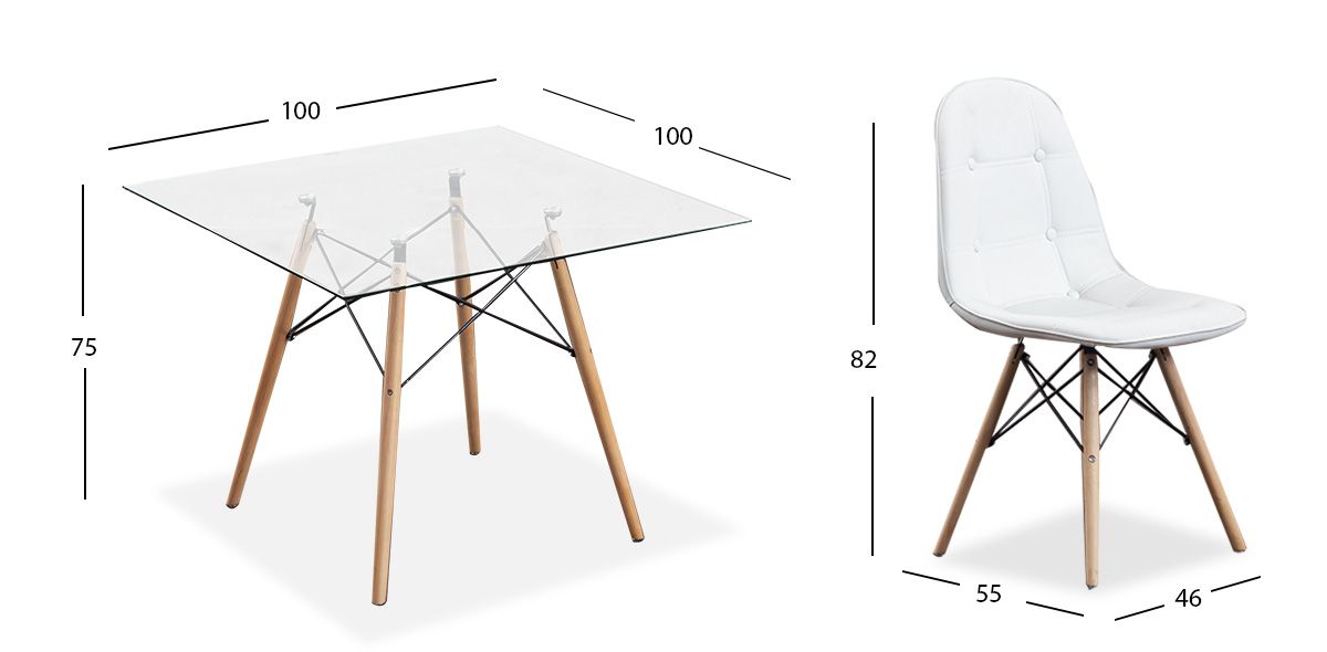 Comedor Cuadrado Atlas Con Sillas Angun Blanco 5 Piezas