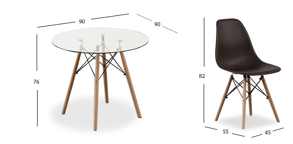Comedor Redondo Atlas Con Sillas Café 5 Piezas