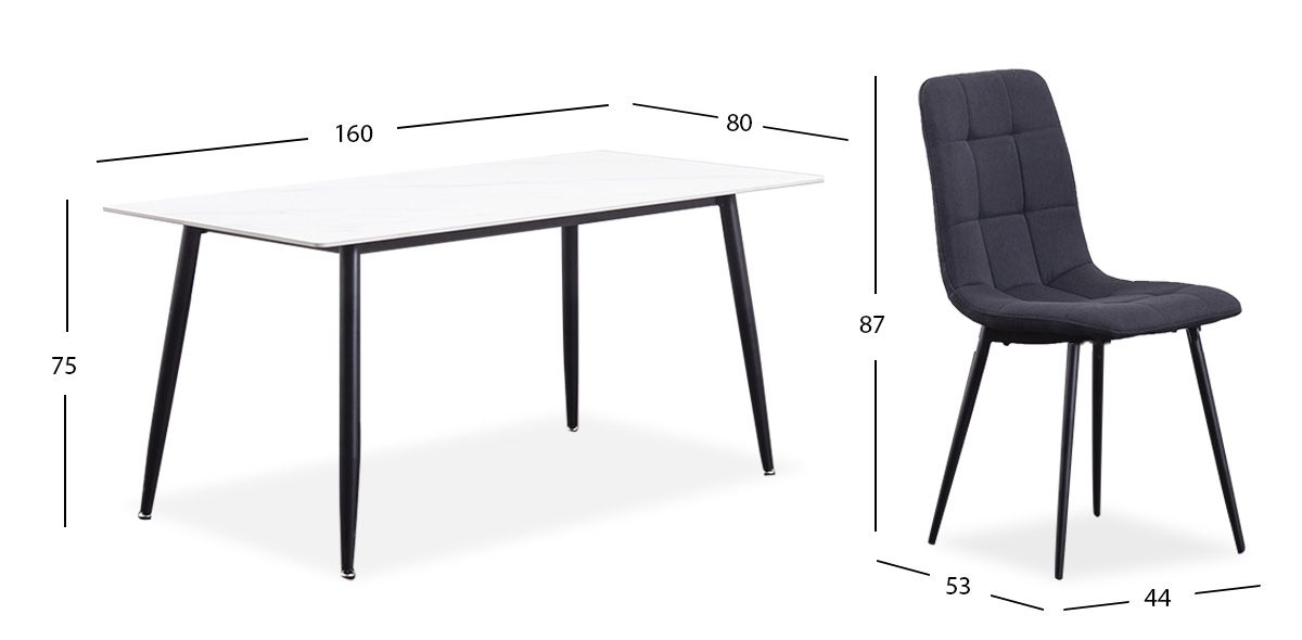 Comedor Rectangular Clever Negro 7 Piezas 