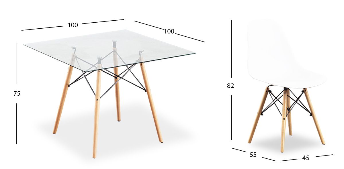 Comedor Cuadrado Atlas Con Sillas Blanco 5 Piezas