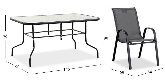 Comedor De Jardín Rectangular Perula Gris 7 Piezas