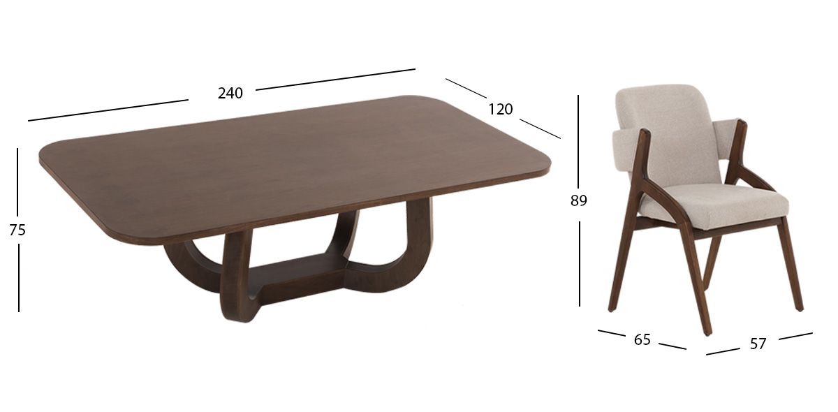 Comedor 240 X 120 Cm Edra Con Sillas Enzo Café 7 Piezas