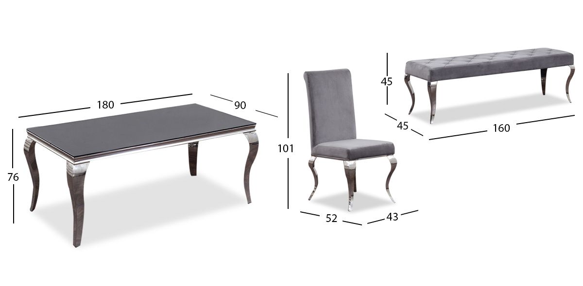 Comedor Rectangular Cristal Elenor Gris