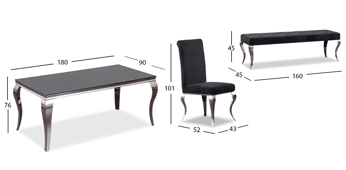 Comedor Rectangular Cristal Elenor Negro 6 Piezas