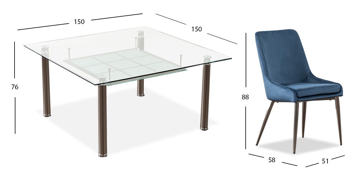 Comedor Cuadrado Enkel II Azul 7 Piezas