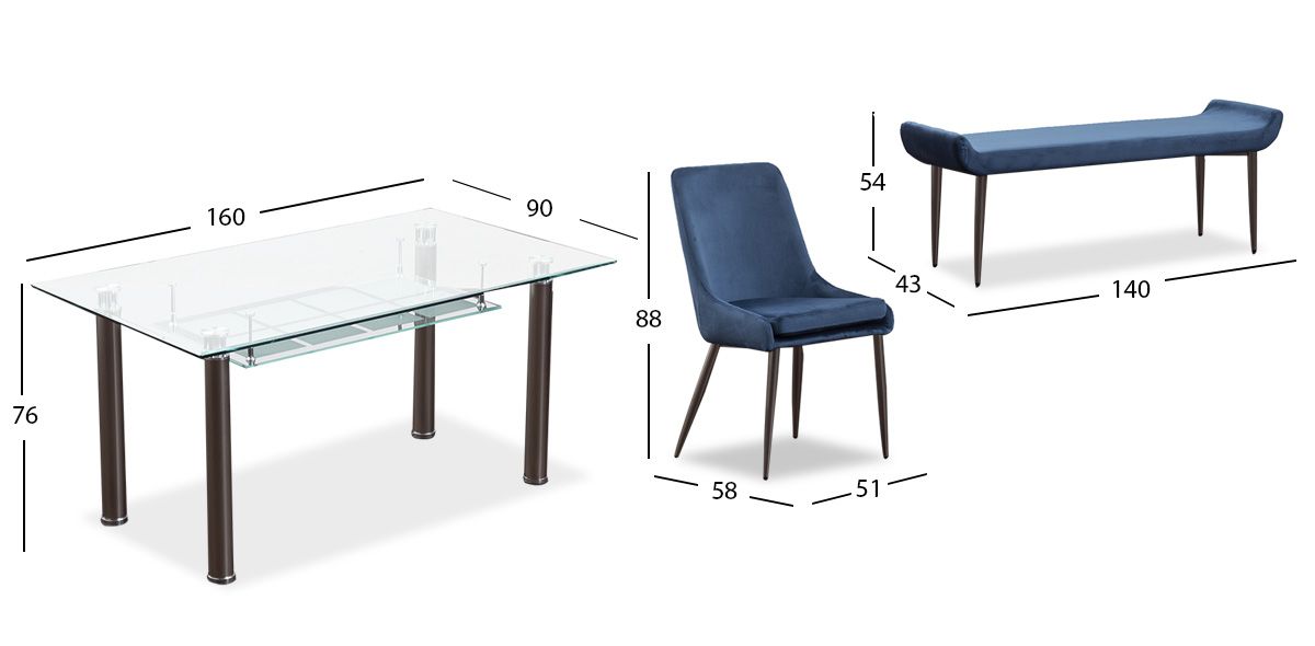 Comedor Rectangular Enkel II Azul 6 Piezas