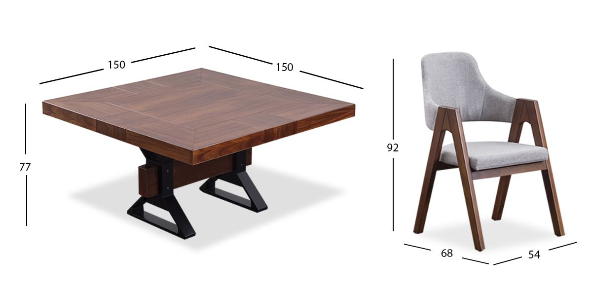 Comedor Cuadrado 150 Cm Estocolmo Plata 5 Piezas