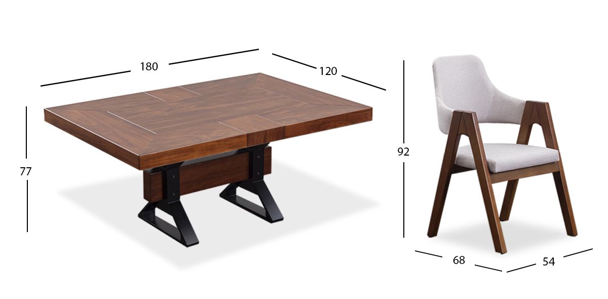 Comedor Rectangular 180 Cm Estocolmo Con Sillas Beige 7 Piezas