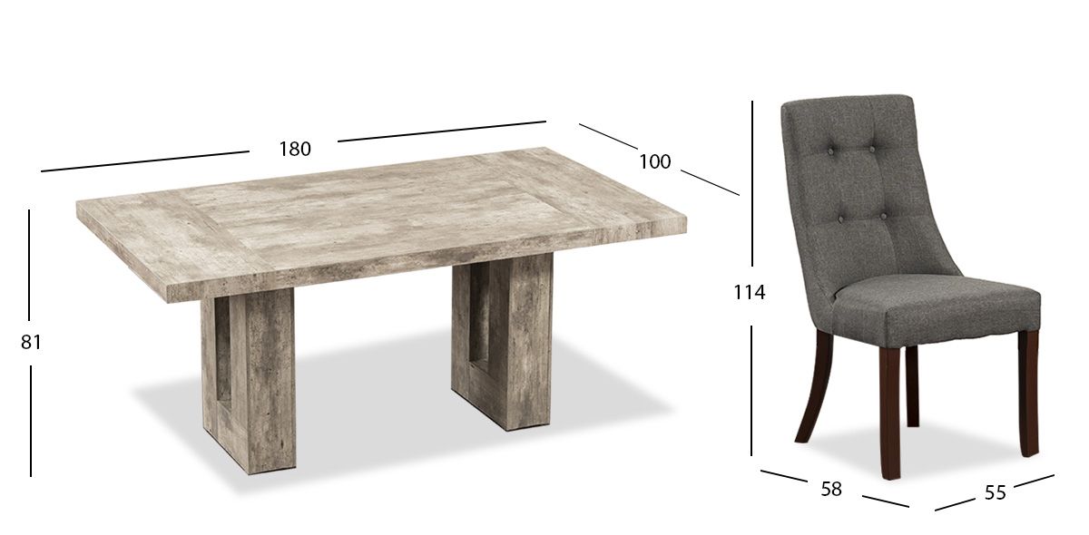 Comedor Rectangular Luxor Gris 7 Piezas