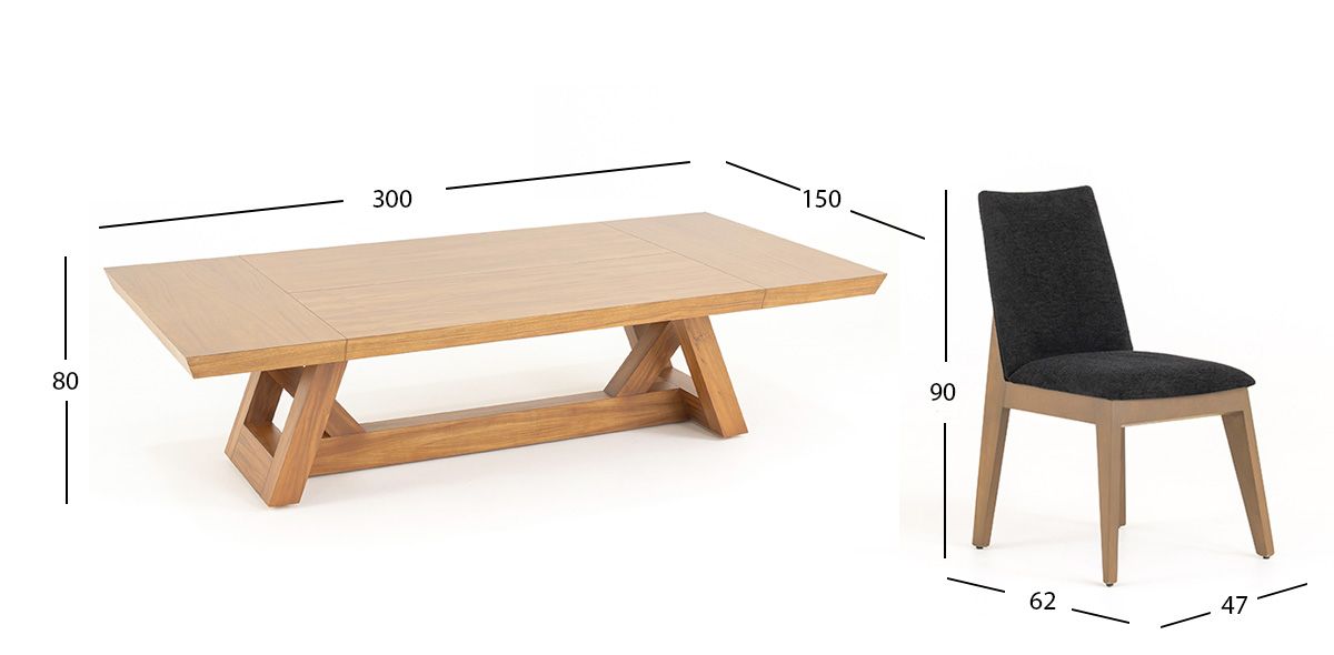 Comedor 300 Cm Matera CL Negro 9 Piezas