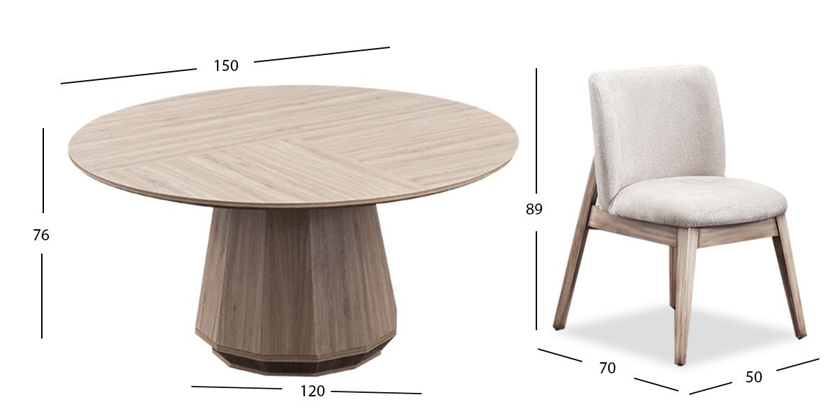 Comedor Redondo Casa Anahí Meridiani Beige 7 Piezas