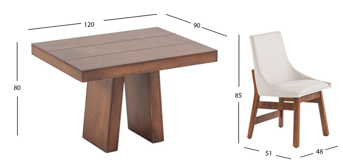Comedor 120 Cm Odette Con Sillas Odette Alamo Beige 5 Piezas