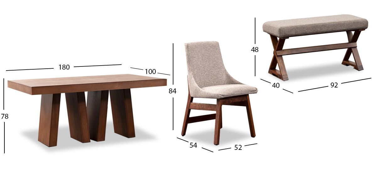 Comedor Odette  Con Sillas y Banca Beige 6 Piezas