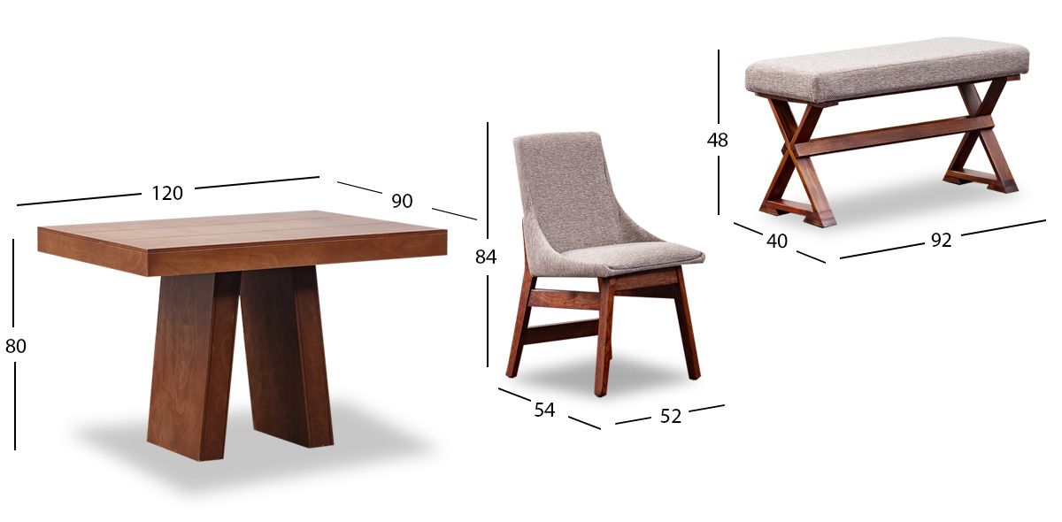 Comedor Odette Con Sillas Y Banca Beige 5 Piezas