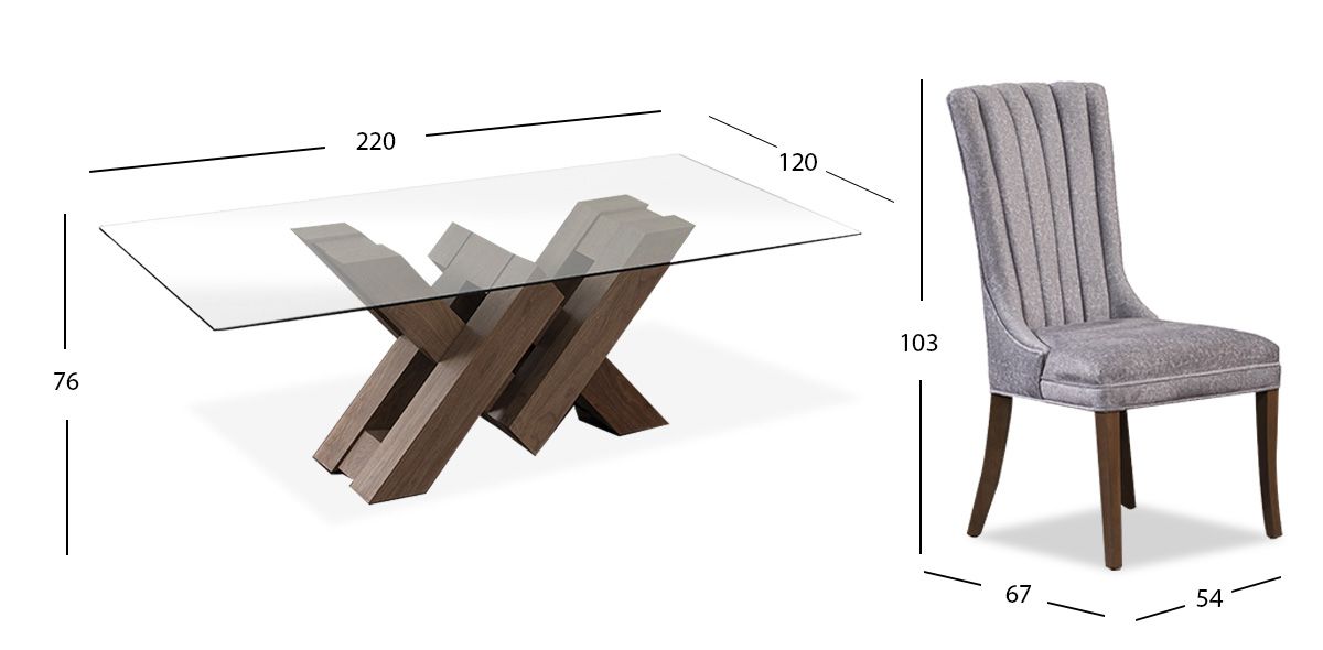 Comedor Rectangular 220 Cm Penthouse Plata 7 Piezas