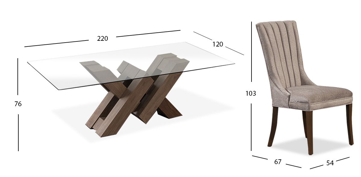 Comedor Rectangular 220 Cm Penthouse Café 7 Piezas